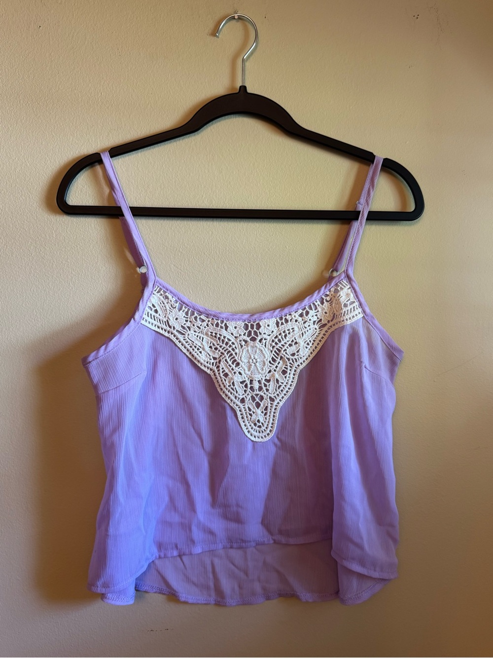 Lavender Crochet-Trim Cropped Cami Top